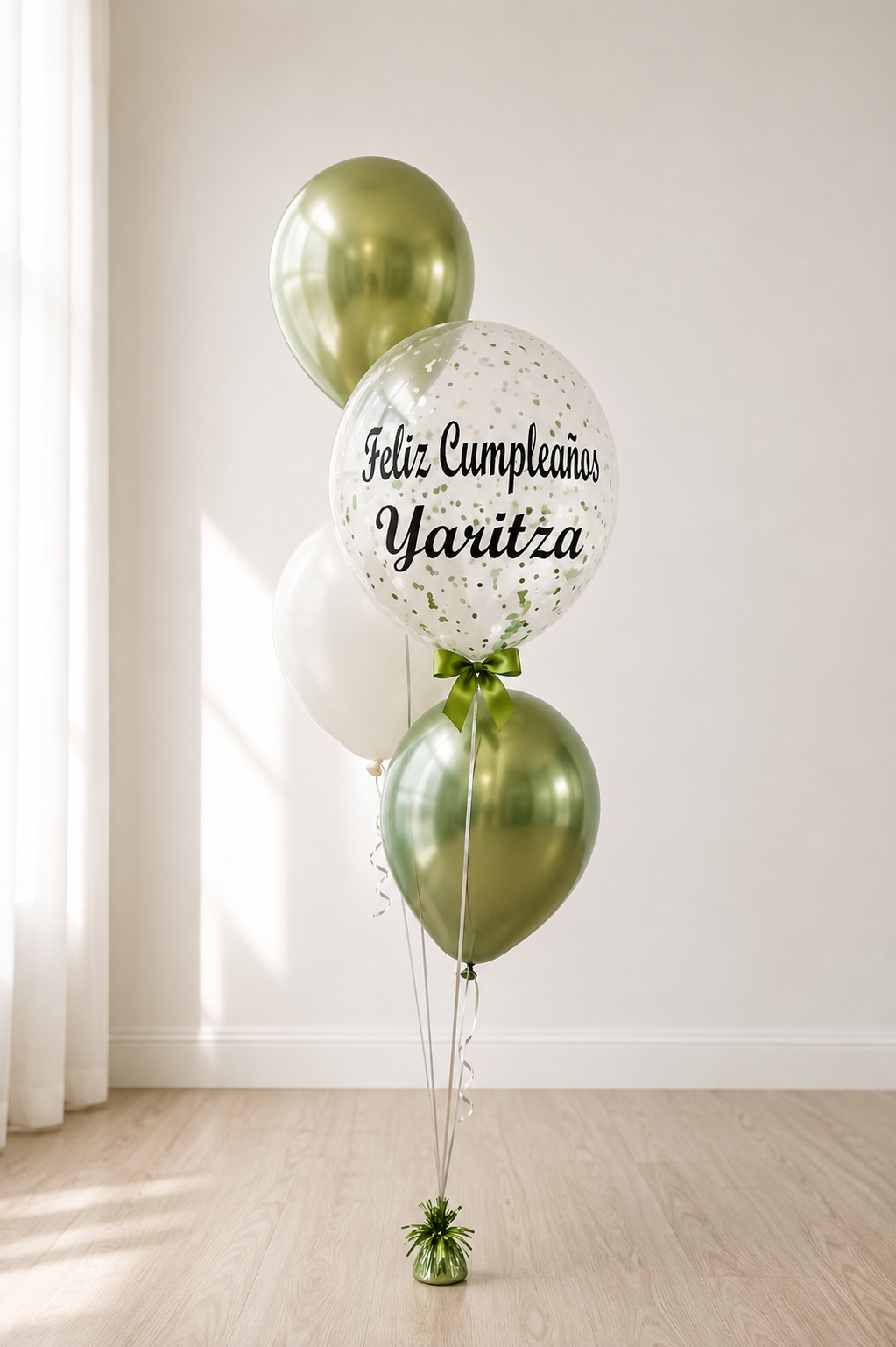 Personalized 12” Clear Balloon Bouquet with Chrome & Latex Balloons