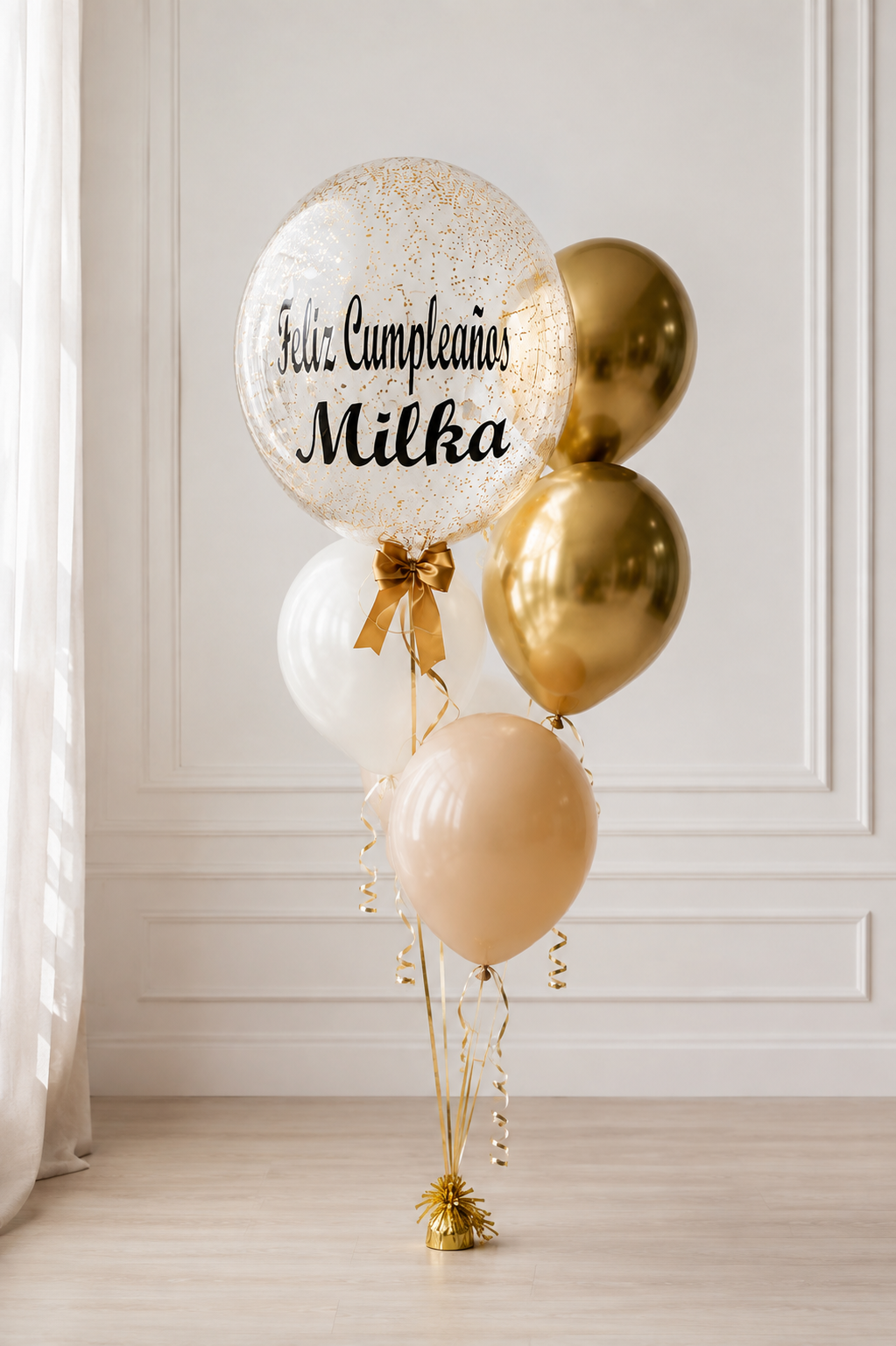 Personalized Glitter Bubble Balloon with Chrome & Latex Balloons
