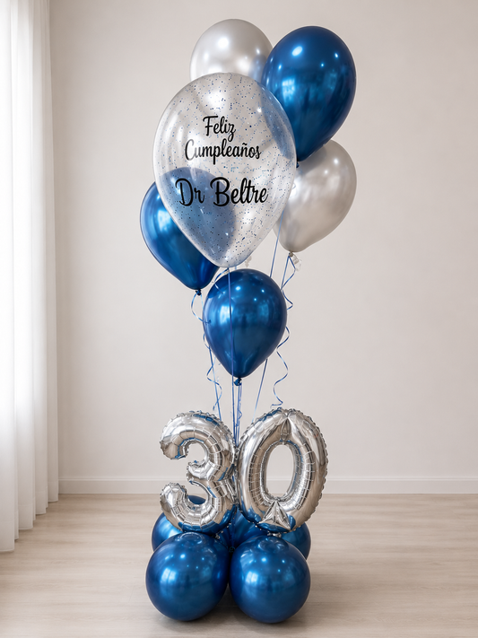Mini Balloon Base with Two Numbers & Helium Balloons