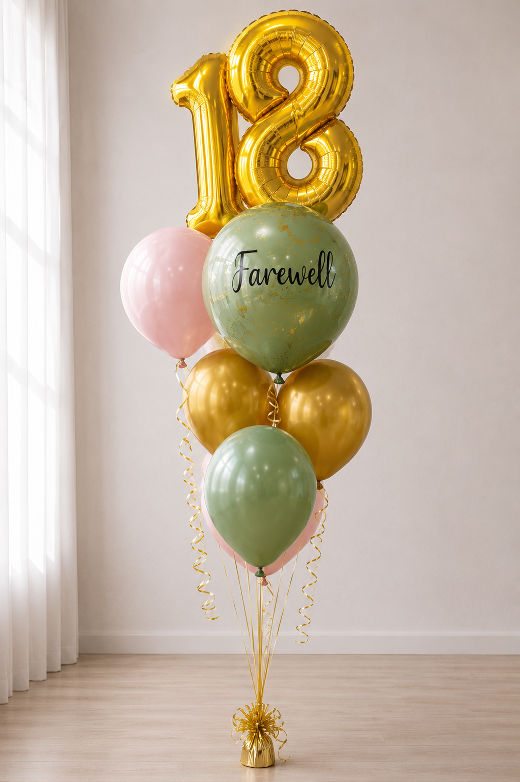 Number Balloon Bouquet with Personalized Colored Bubble, Chrome & Latex Balloons