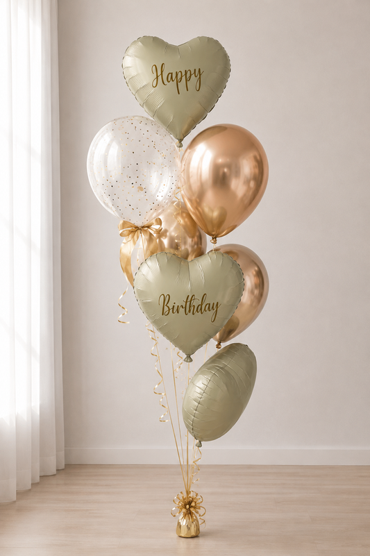 Heart Balloon Bouquet with Clear & Chrome Balloons