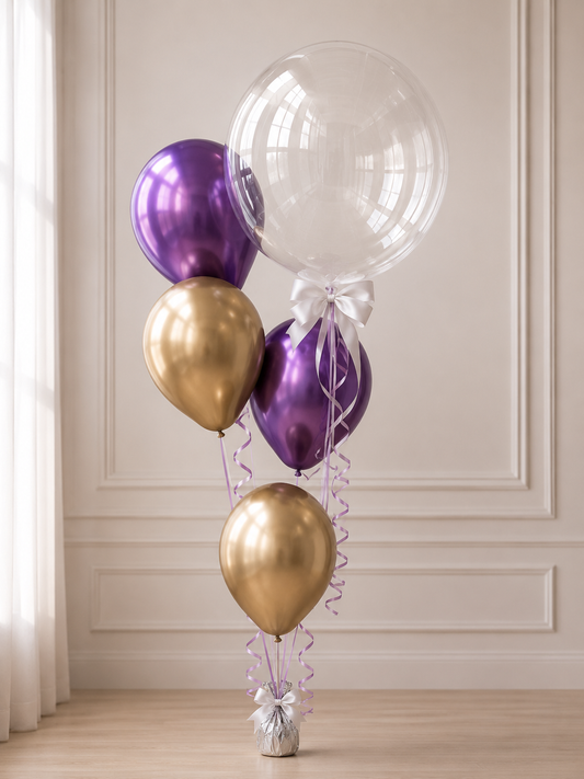 CLEAR BUBBLE BALLOON + CHROME BALLOONS