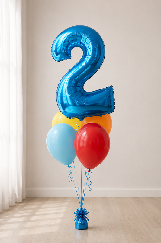 Number Balloon with Chrome Balloons