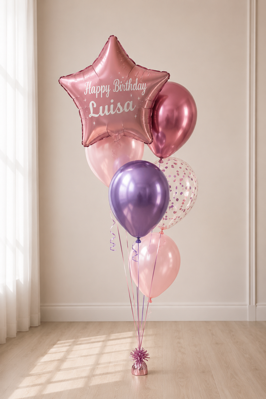 Star Foil Balloon with Personalized Confetti Balloon, Chrome & Latex Balloons