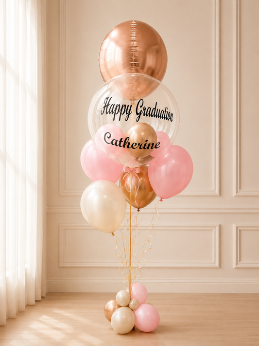 LARGE BUBBLE BALLOON + ORBZ WITH LATEX & CHROME BALLOONS