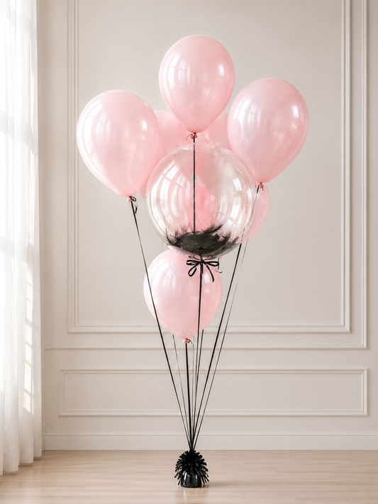 FEATHER BUBBLE BALLOON + LATEX BALLOONS